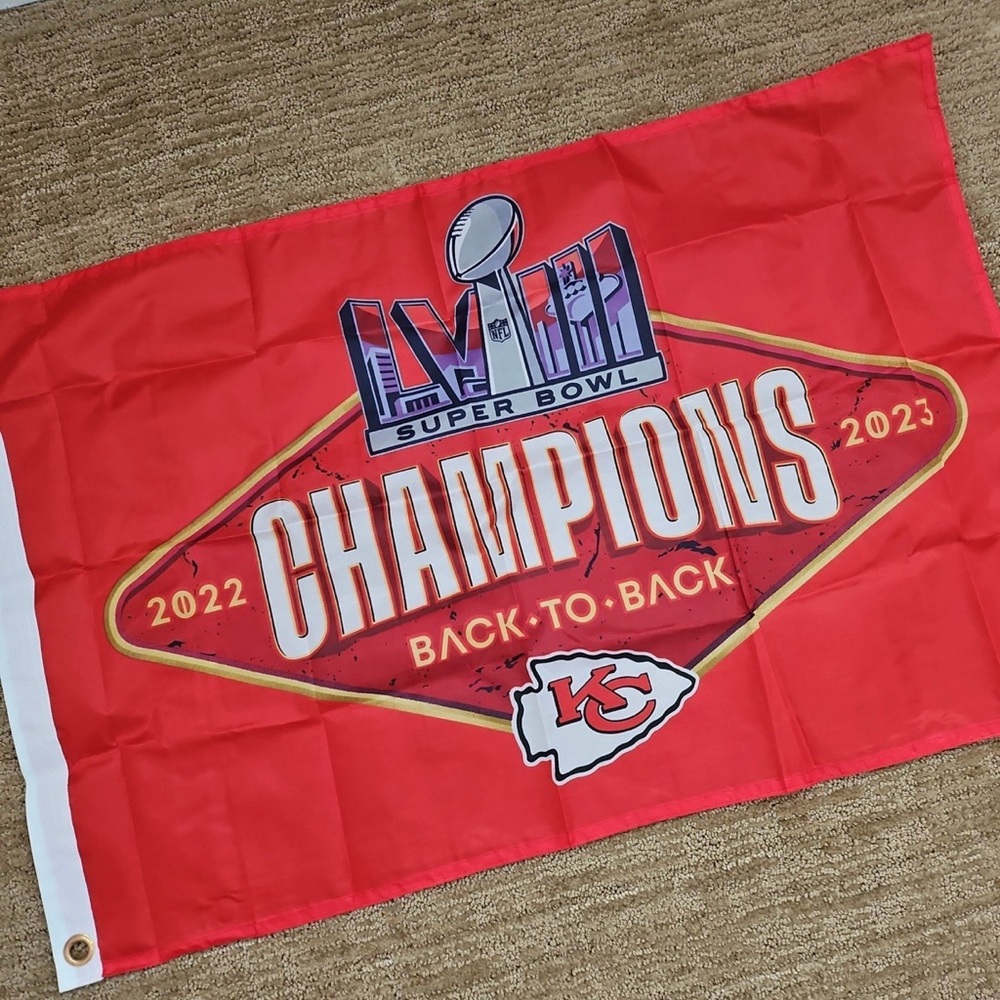 New in package Kansas City Chiefs NFL  LVIII Super Bowl Champion Flag